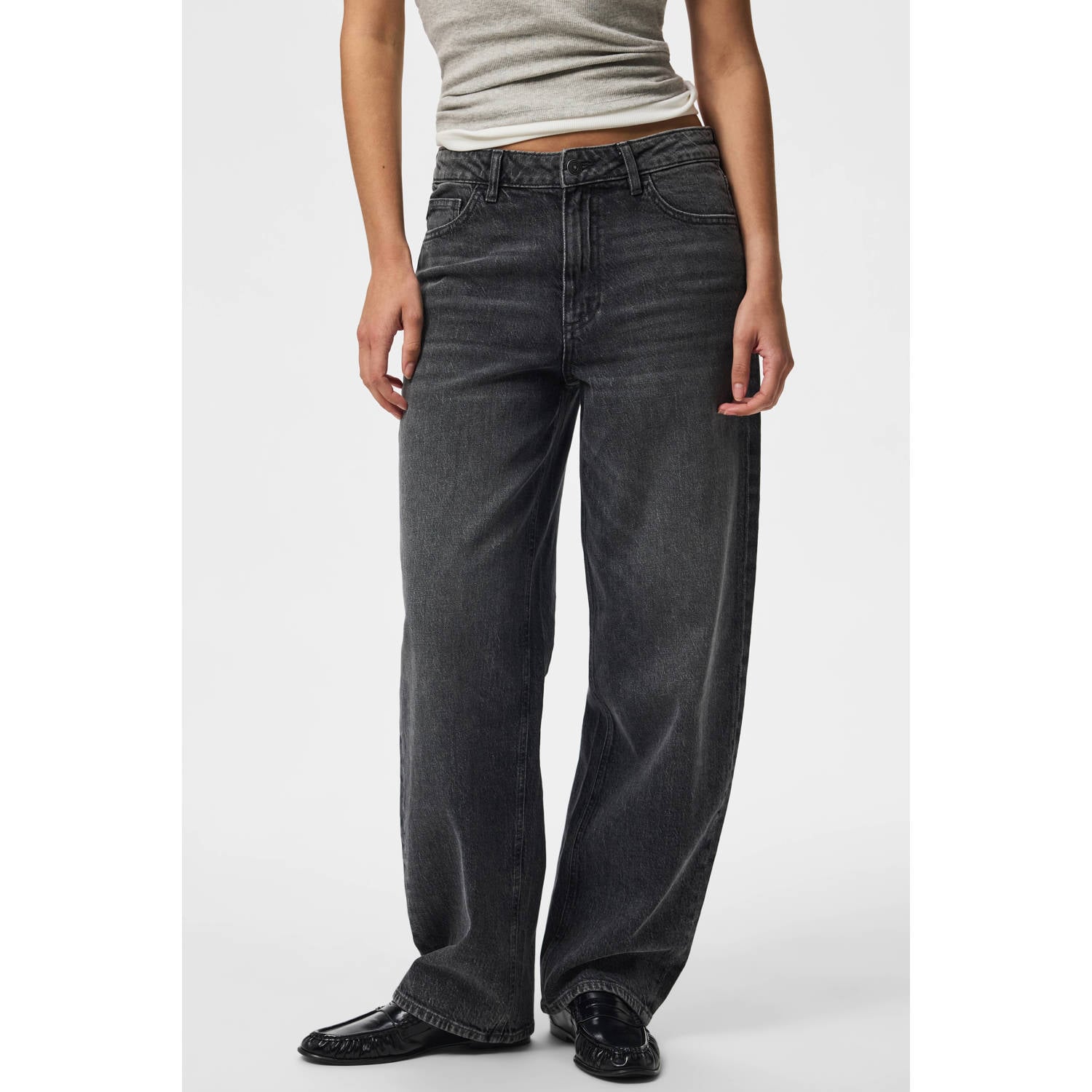 PIECES PCGRACE MW BARREL ANK JEAN barrel jeans grijs