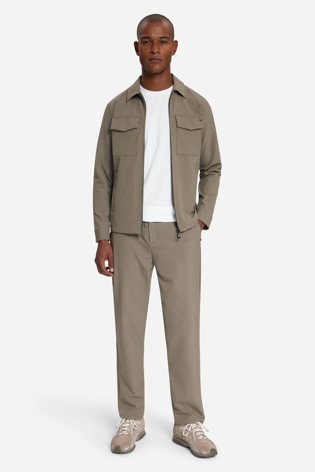 No Excess travelstof regular fit overshirt - khaki