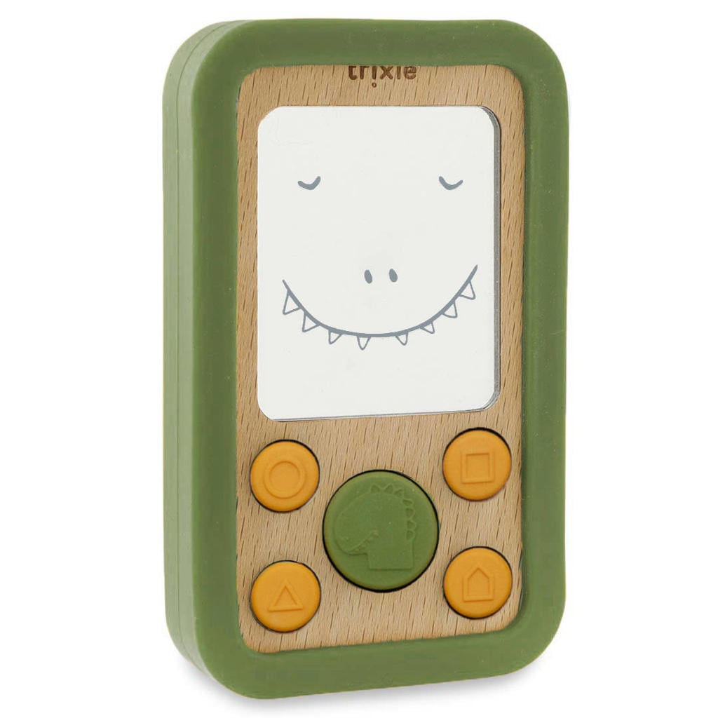 Trixie houten siliconen babytelefoon Mr. Dino - groen