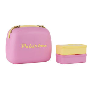 Mini Koelbox / Coolerbag met 2 Lunchboxen - Bubblegum-Yellow - 6 Liter