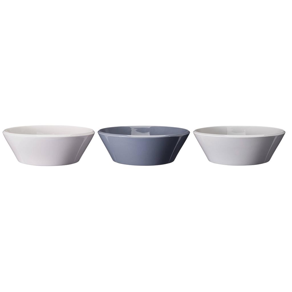 Cookinglife Saladeschalen Siaki - Wit / Blauw / Grijs ø 25 cm - Porselein - 3 stuks