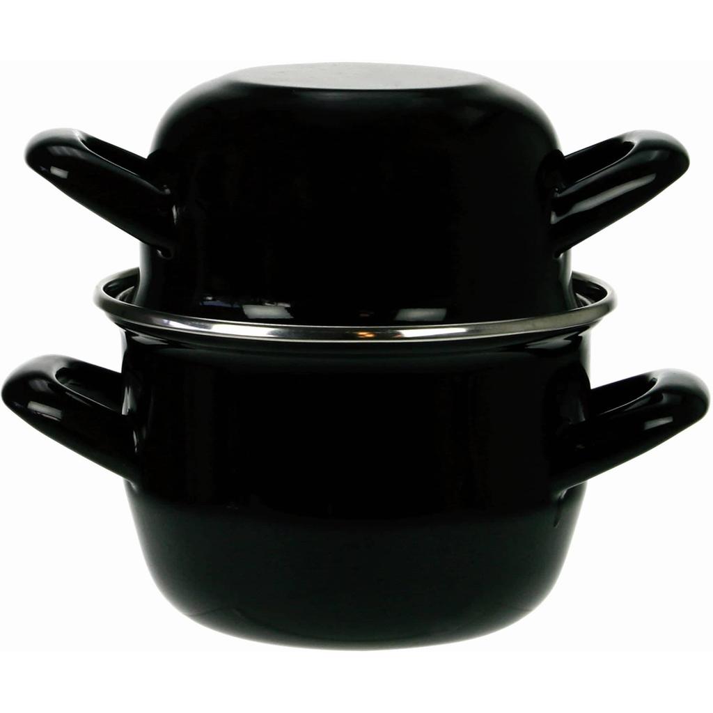 Cosy & Trendy Mosselpan - Emaille - Inductie geschikt - Zwart - ø 24 cm / 4 liter - geëmailleerde anti-aanbaklaag