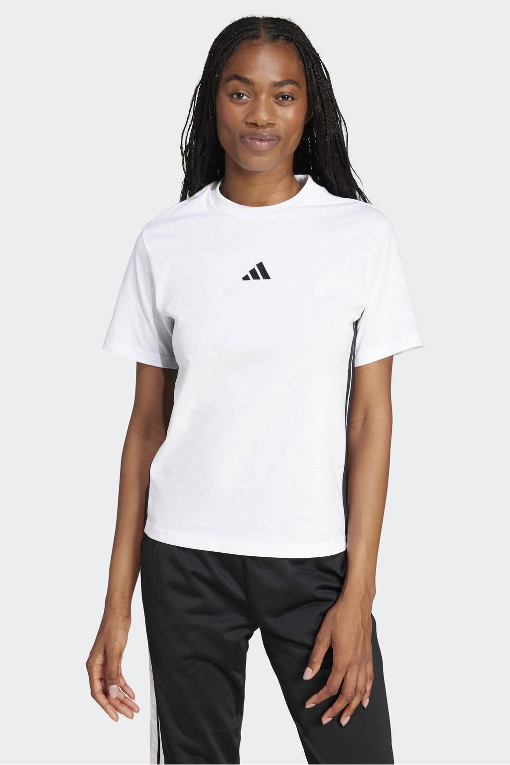 Witte dames adidas Sportswear T-shirt van katoen met korte mouwen en ronde hals
