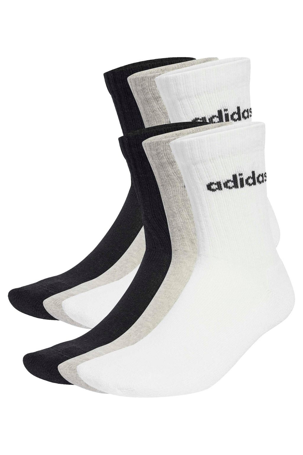 adidas Performance sportsokken - zwart/grijs/wit (set van 6)