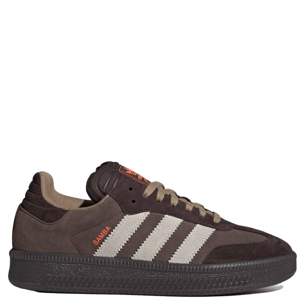 Bruin en lichtgrijze unisex adidas Originals Samba leren sneakers - met veters