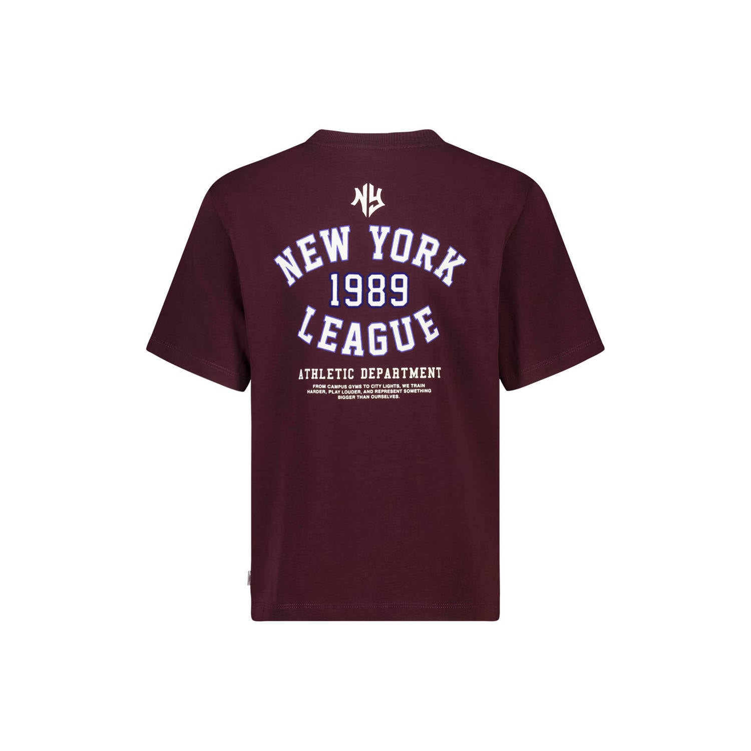 America Today T-shirt met backprint bordeauxrood