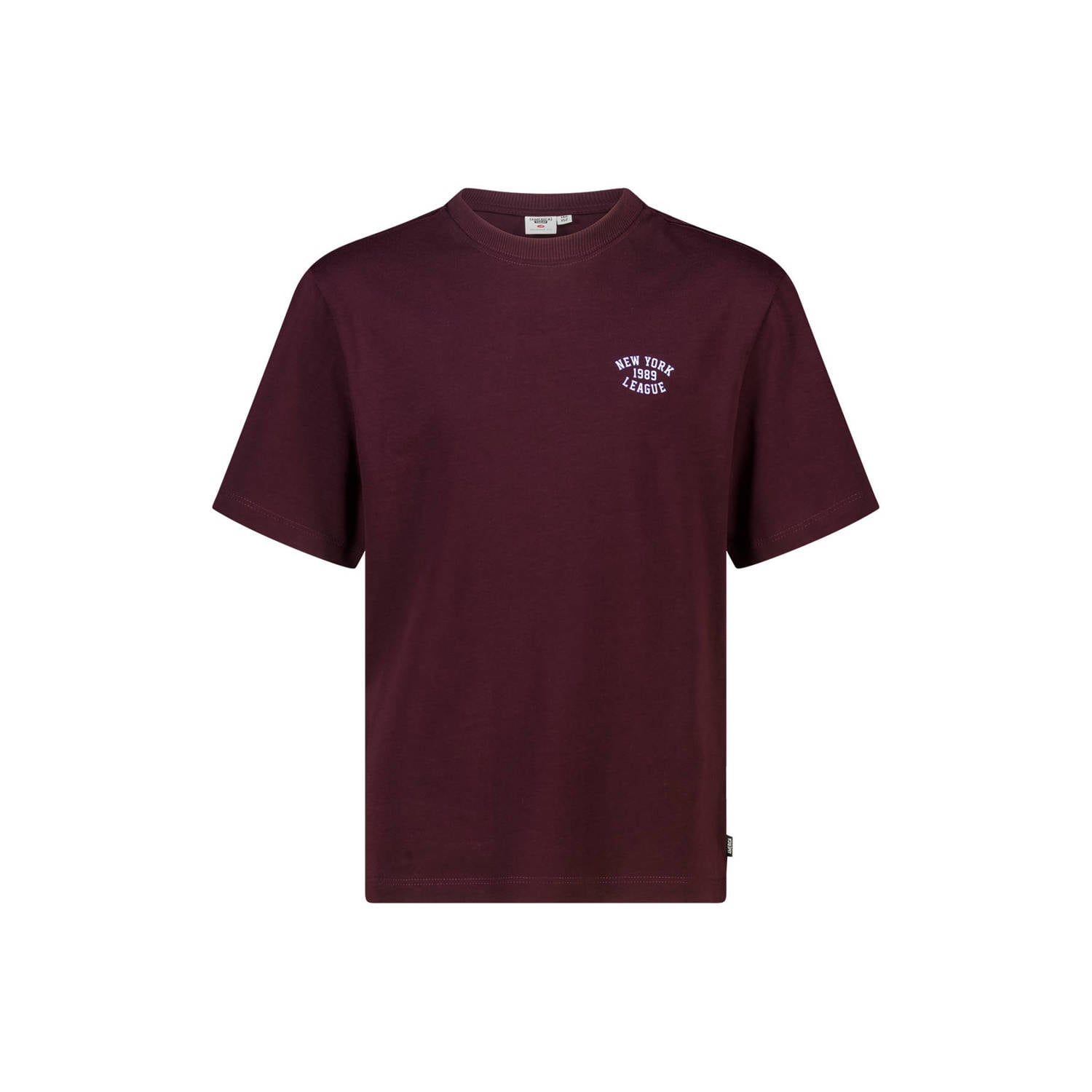 America Today T-shirt met backprint bordeauxrood