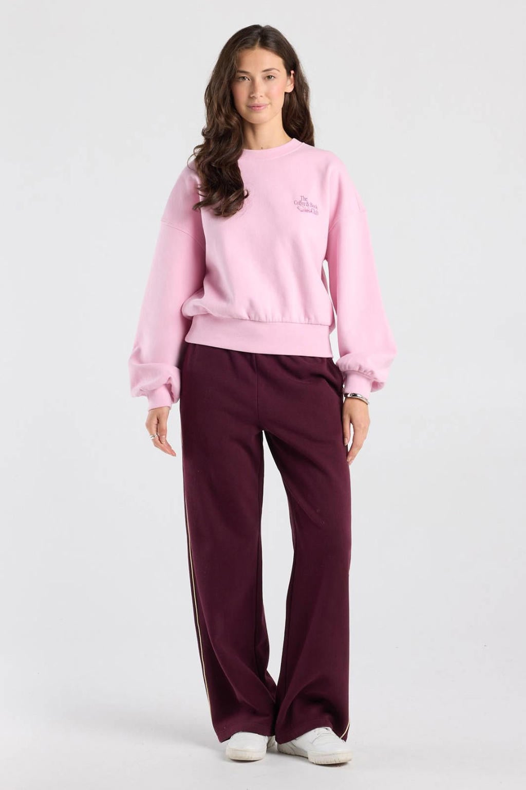 America Today oversized trui met tekst - roze