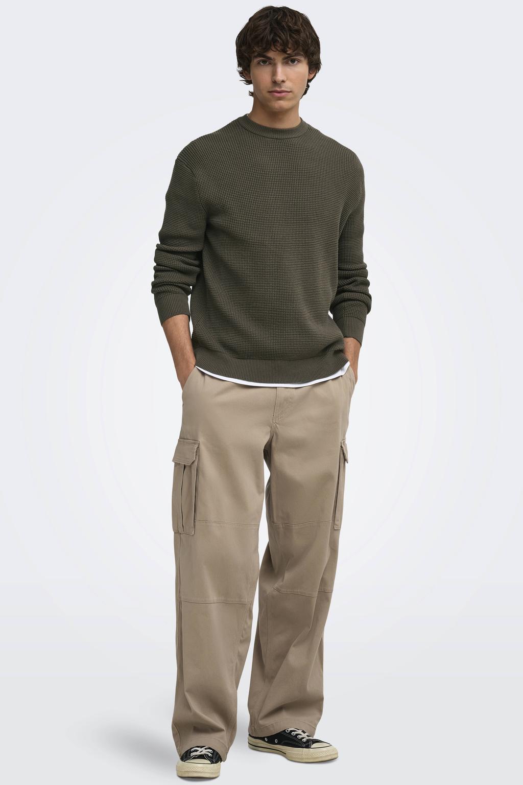 ONLY & SONS loose fit cargobroek - beige