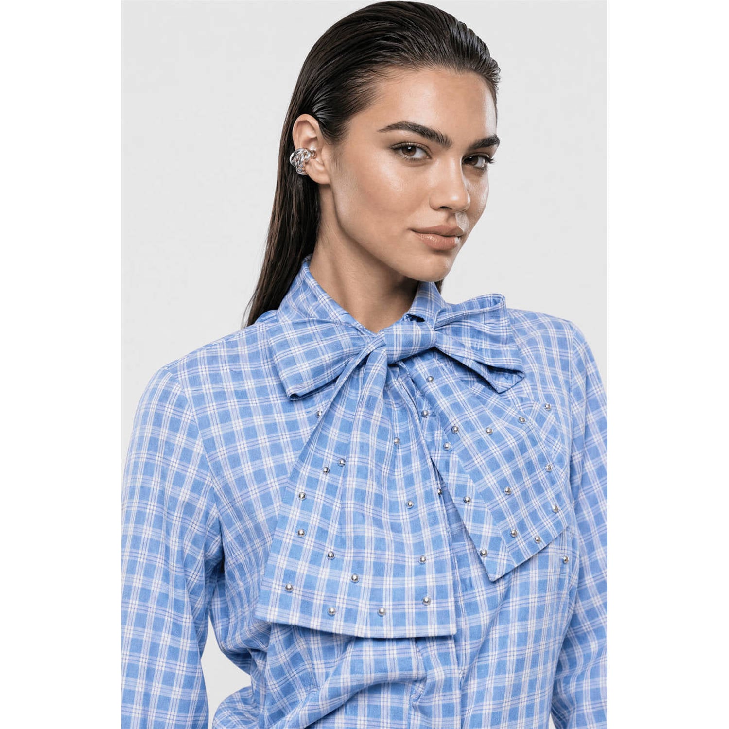 Shoeby Studio Geruite blouse blauw