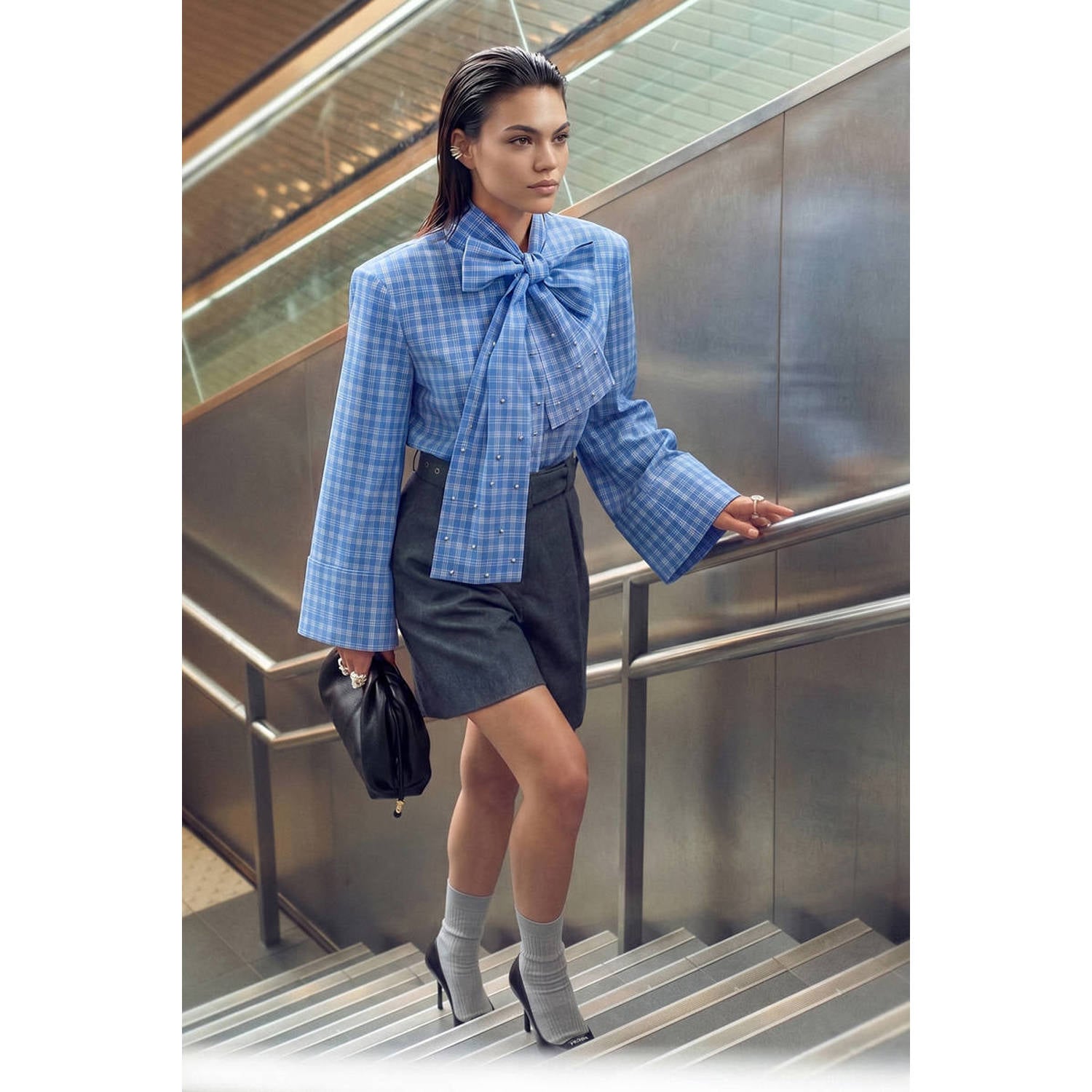 Shoeby Studio Geruite blouse blauw