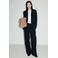 Mango straight leg broek met krijtstreep - blauw