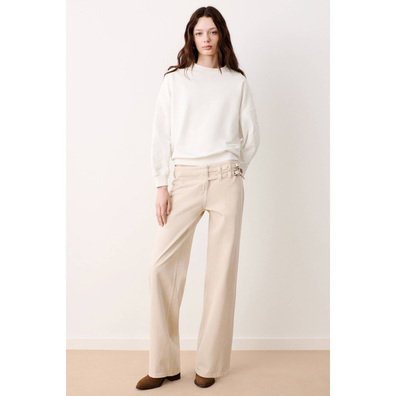 MANGO TEEN sweater met borduursels wit