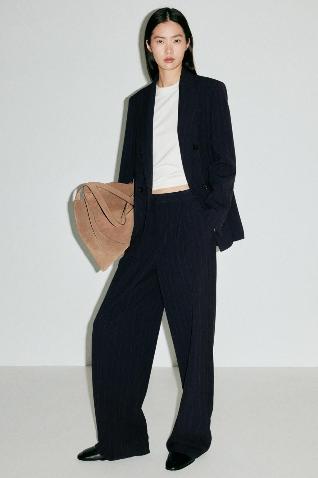 Mango regular blazer met krijtstreep - blauw