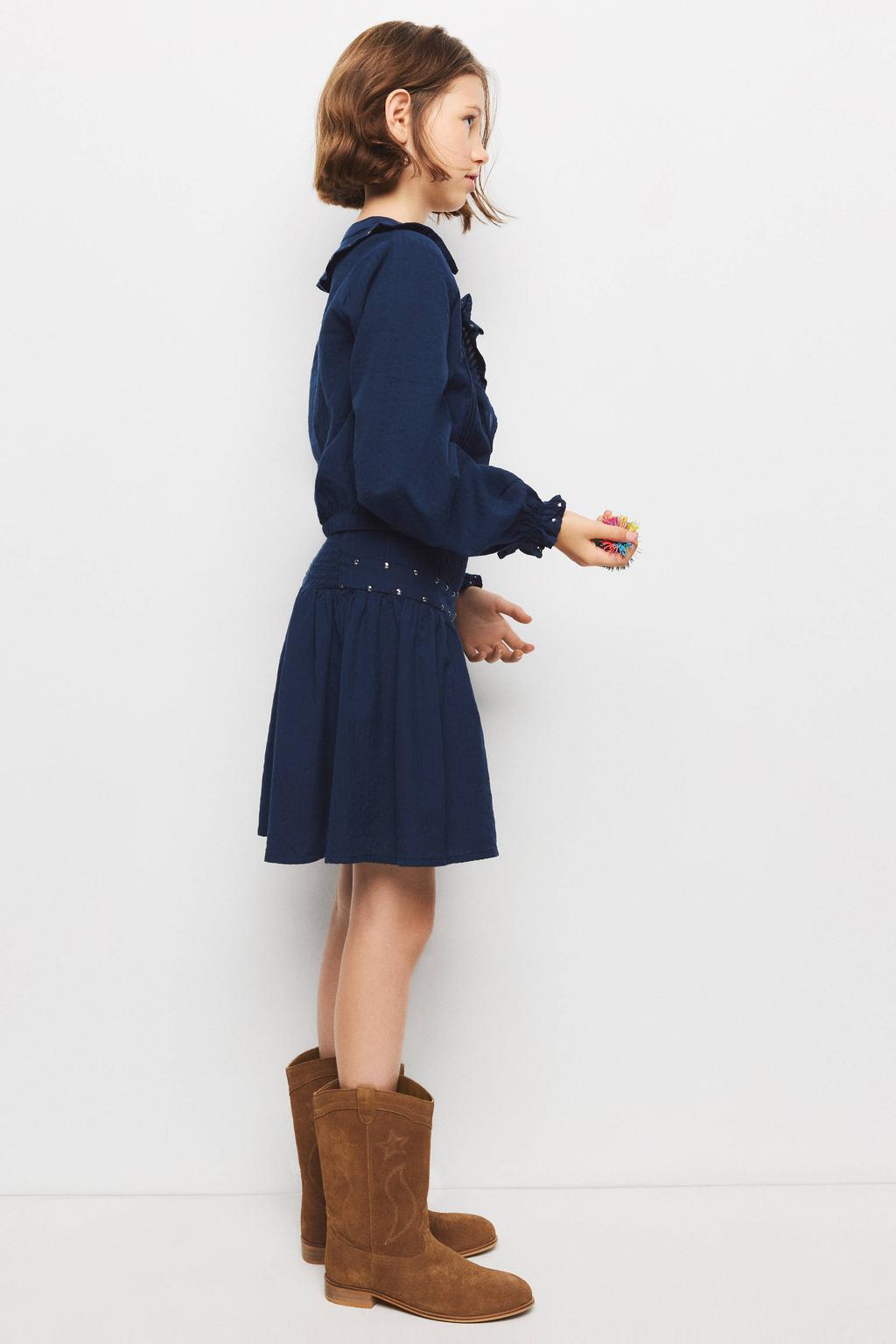 Marineblauw meisjes Mango Kids korte A-lijn rok met studs blauw voorzien van