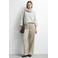 comma suèdelook high waist straight leg casual broek - beige