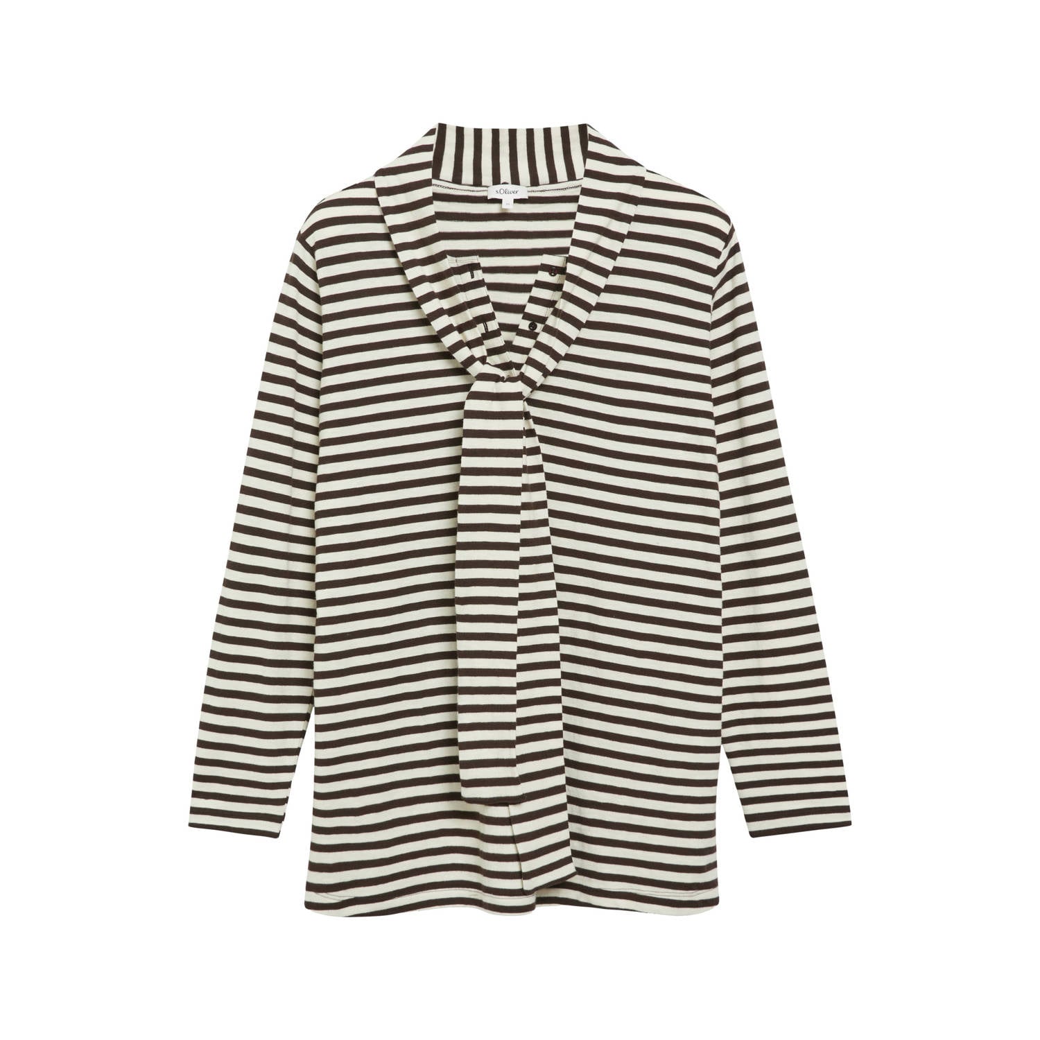 S.Oliver Curve Plus Size gestreepte top donkerbruin