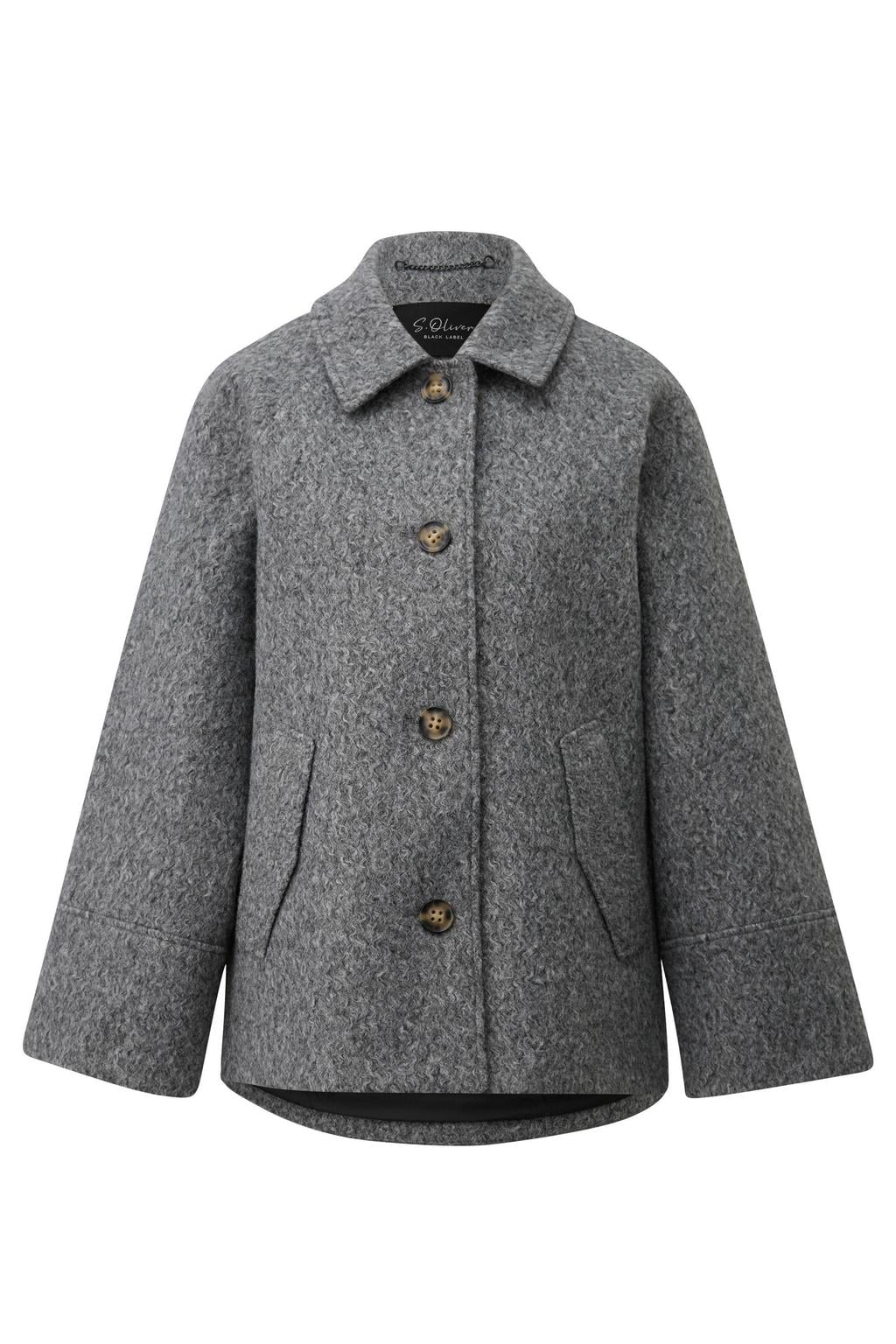 s.Oliver BLACK LABEL gemêleerde winterjas met wol - grijs