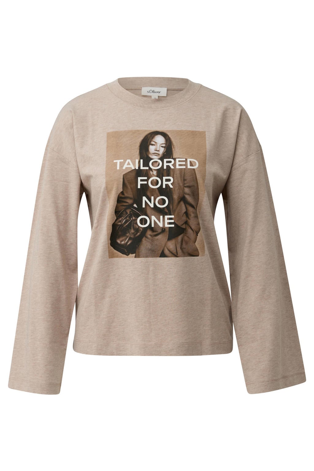 Beige dames s.Oliver top met lange mouwen en ronde hals
