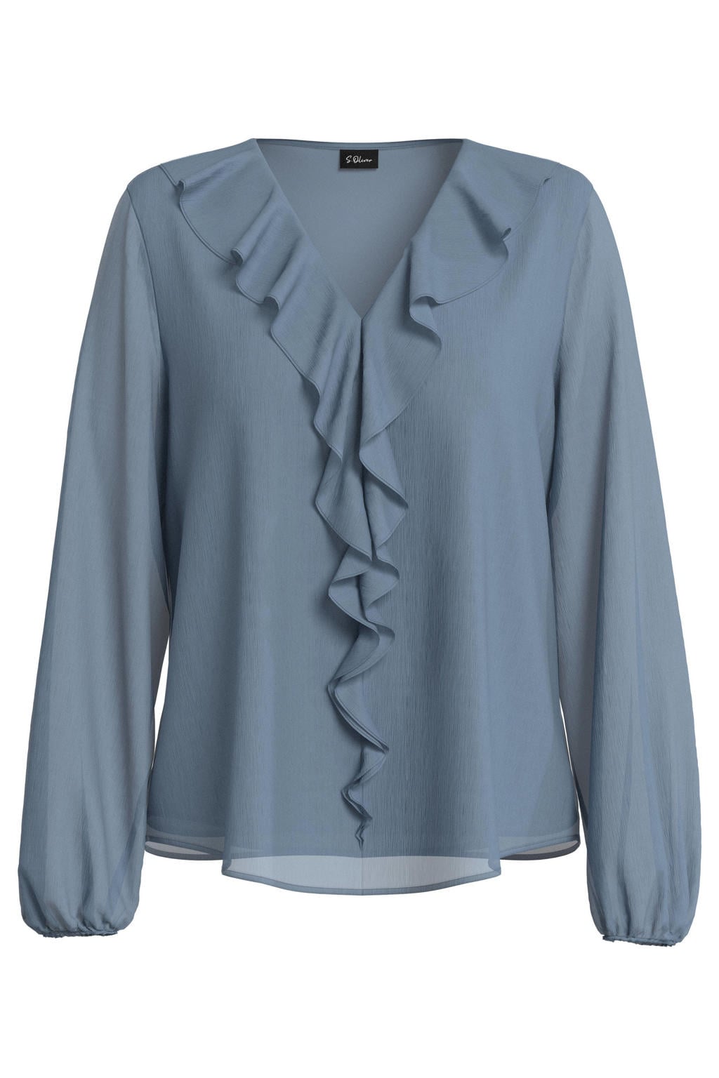 s.Oliver BLACK LABEL top met ruches - grijsblauw