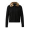 s.Oliver BLACK LABEL gebreid vest met imitatiebontkraag en wol - zwart