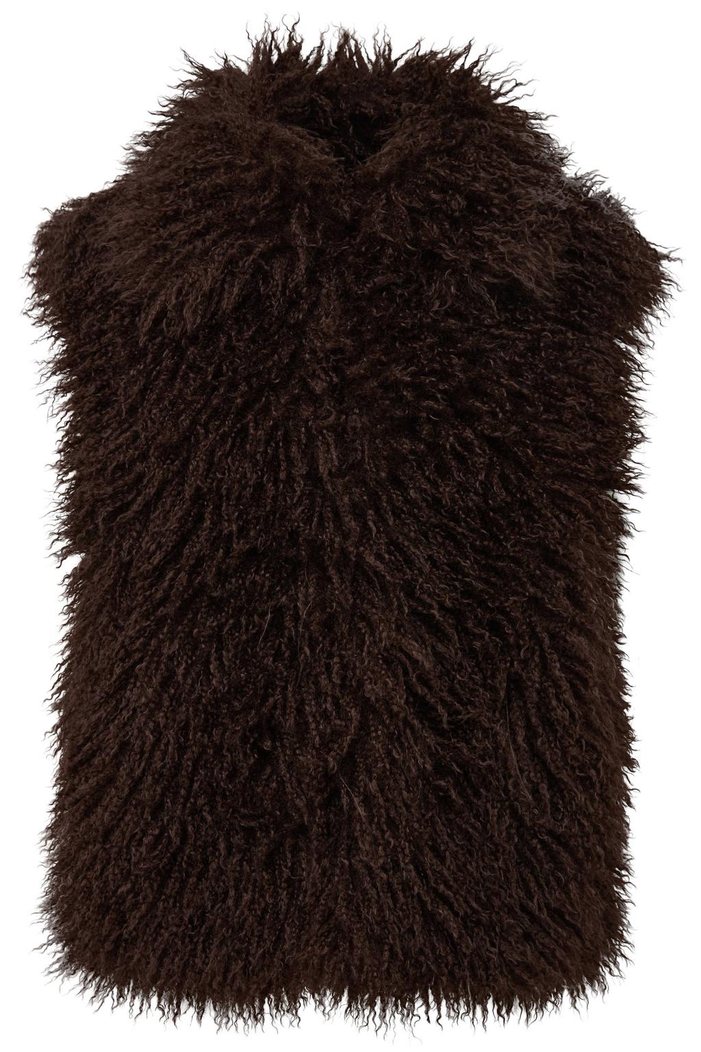 Donkerblauwe dames s.Oliver BLACK LABEL gilet van imitatiebont met effen, klassieke kraag en haaksluiting