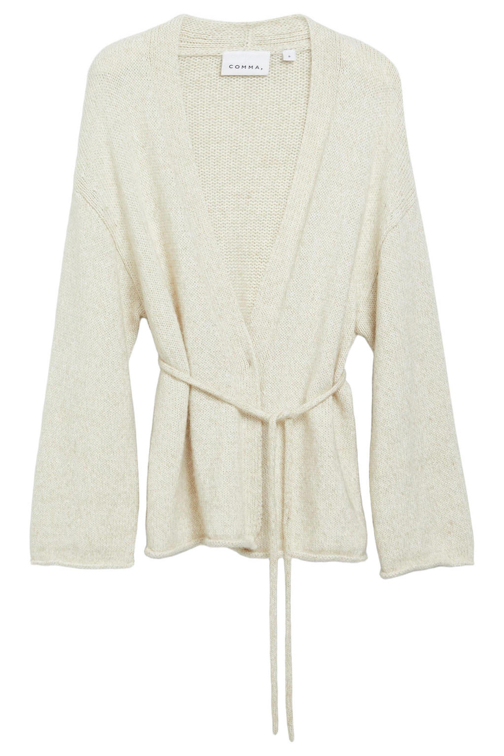comma gebreid vest met ceintuur en wol - ecru