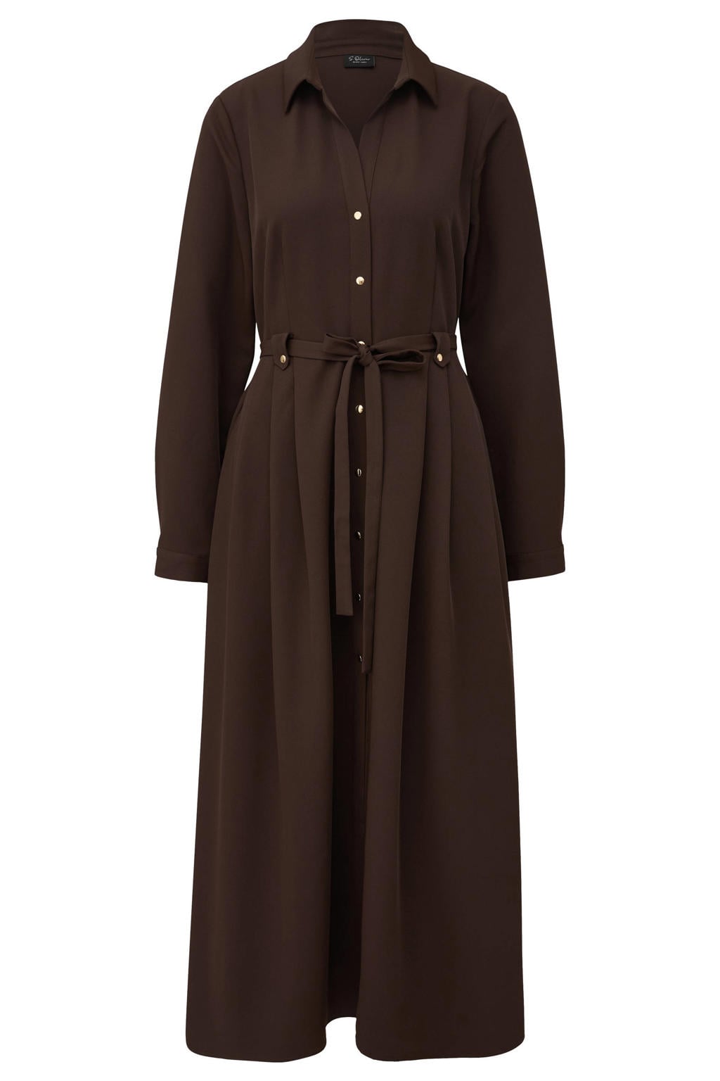 s.Oliver BLACK LABEL blousejurk met ceintuur - donkerbruin