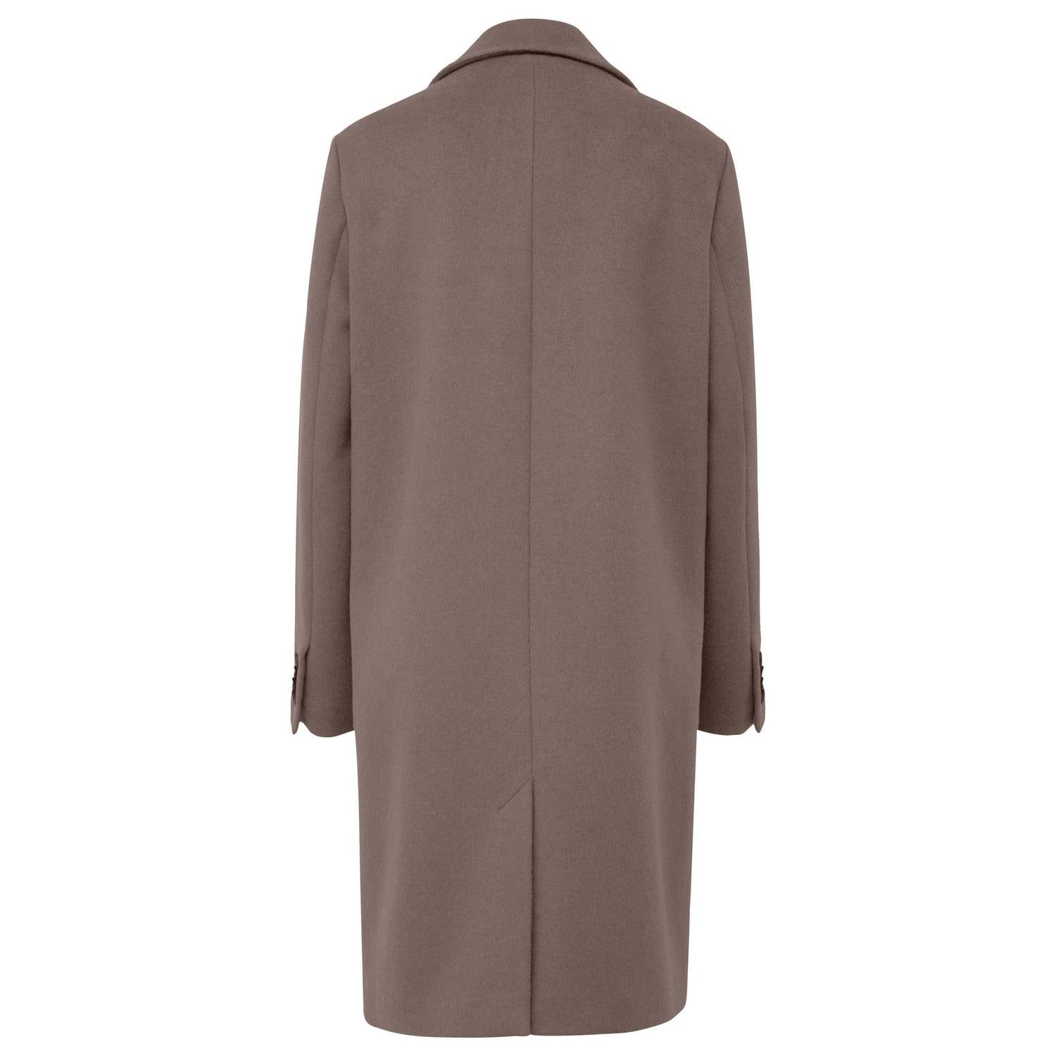 s.Oliver wollen wintermantel met split taupe