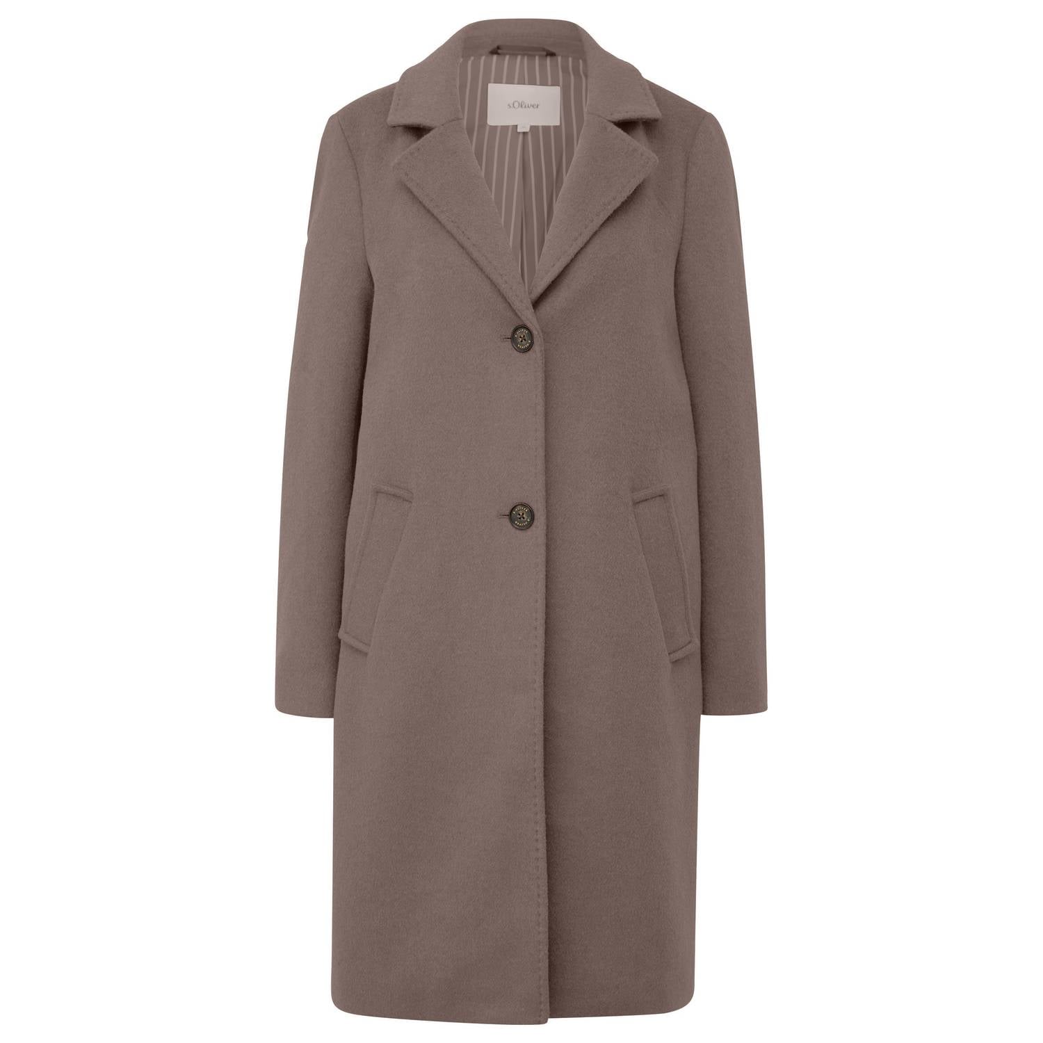 S.Oliver wollen wintermantel met split taupe