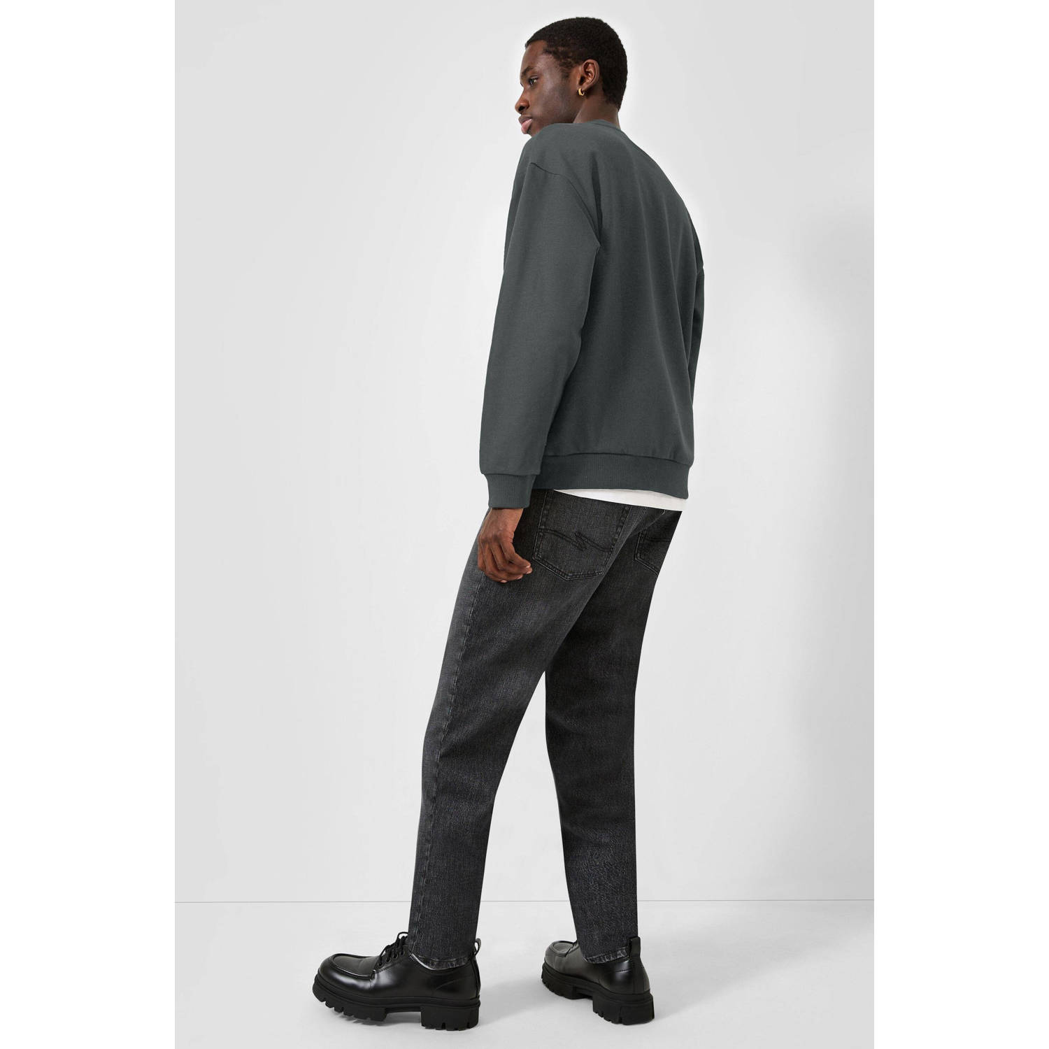 QS regular fit sweater donkergrijs