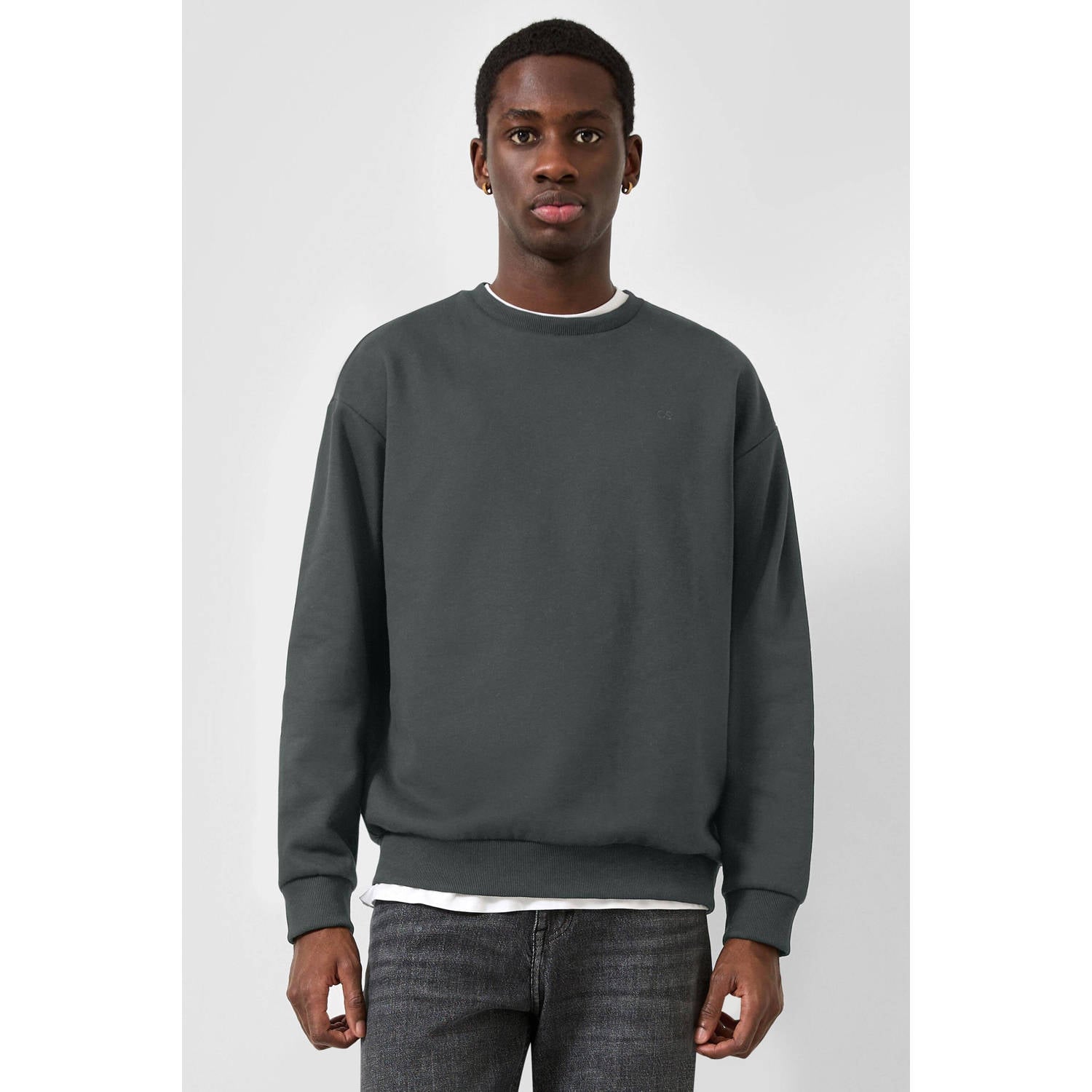 QS regular fit sweater donkergrijs