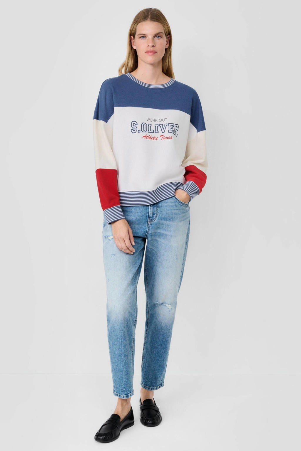 S.Oliver x Heidi Klum sweater met tekst - blauw/wit