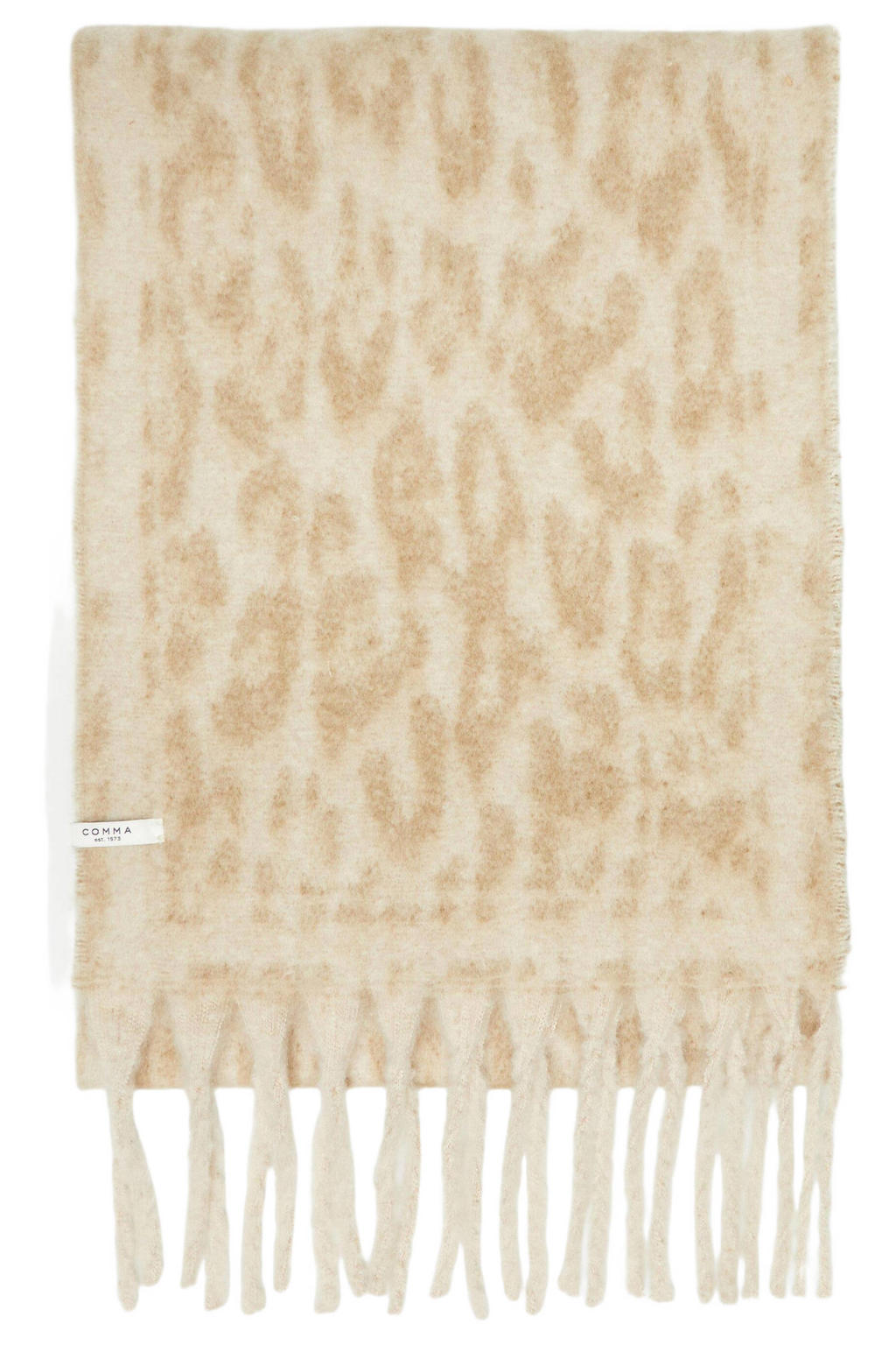 comma sjaal met panterprint beige