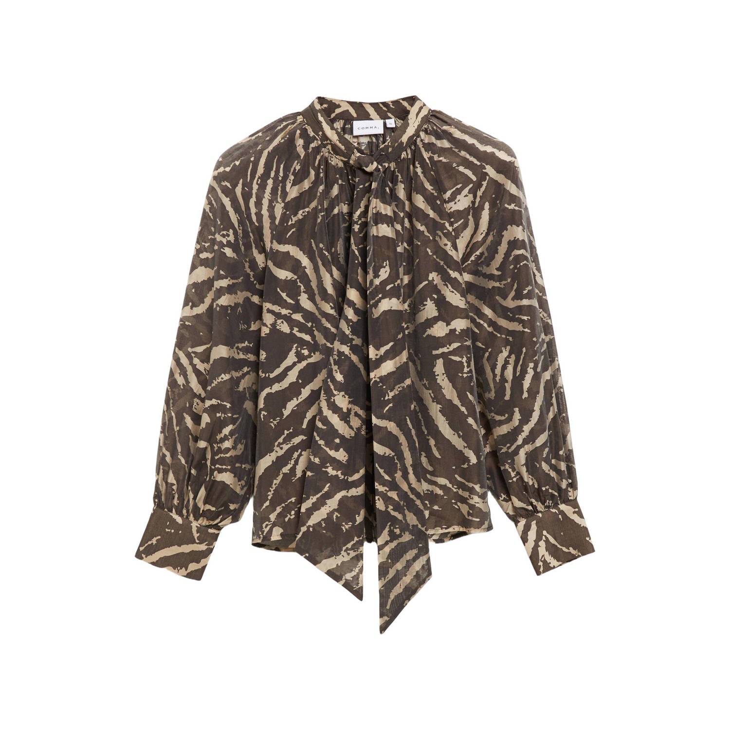 Comma top met zebraprint donkerbruin