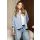 S.Oliver x Heidi Klum blouse met krijtstreep - lichtblauw/zwart