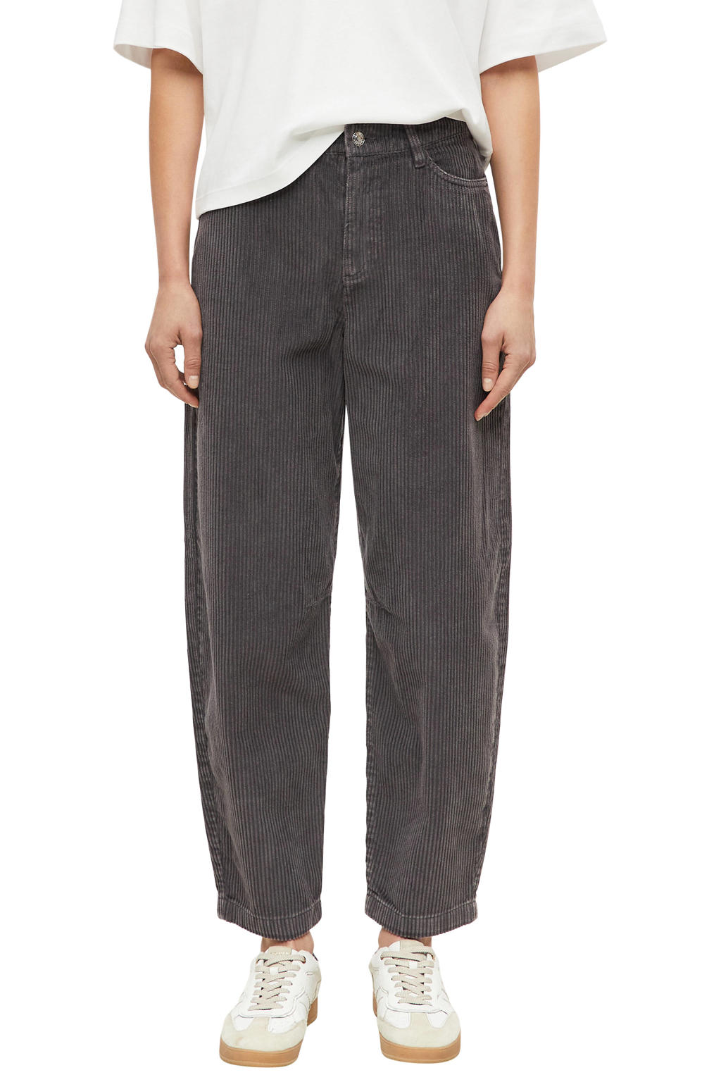 s.Oliver high barrel corduroy broek - antraciet