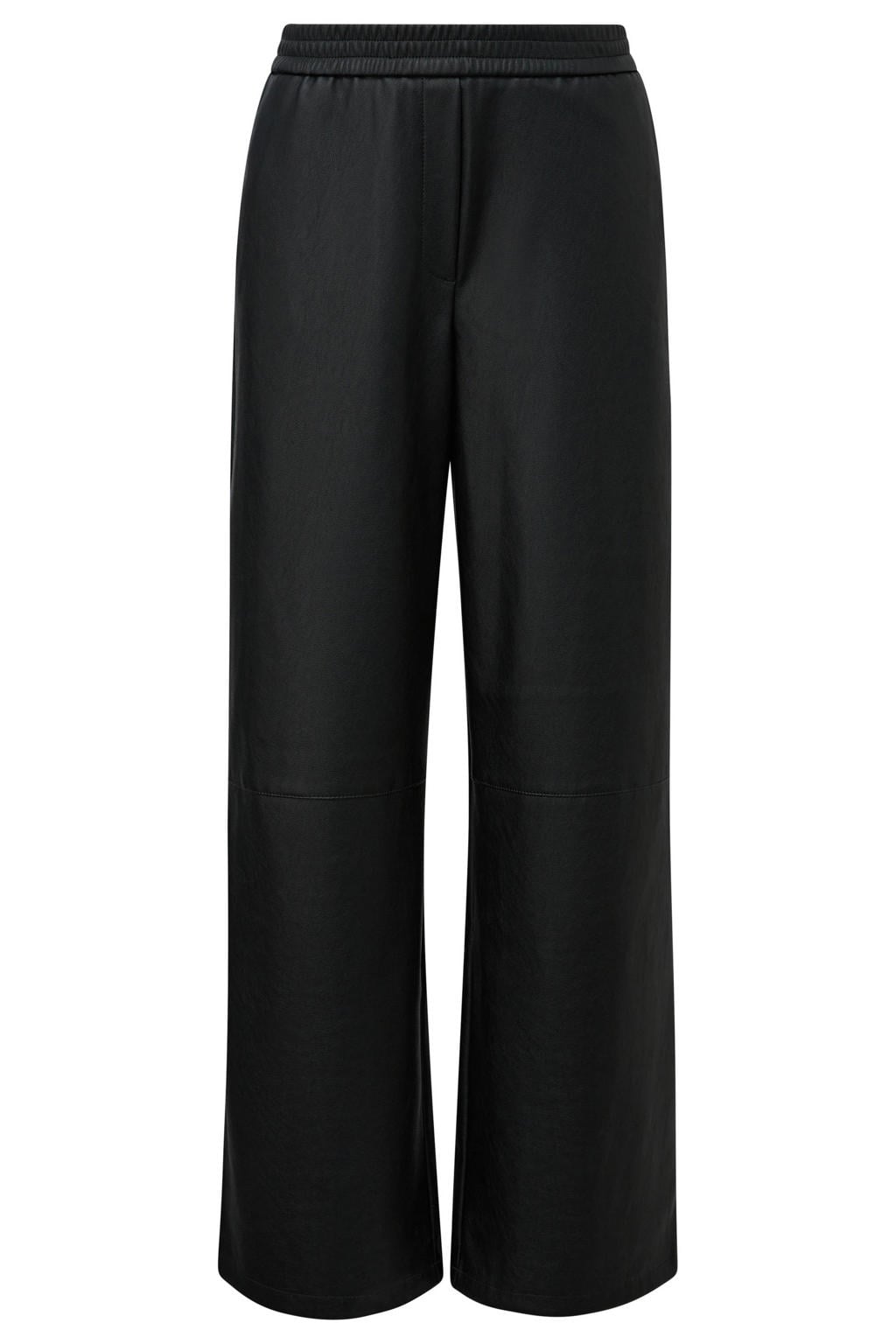 s.Oliver BLACK LABEL imitatieleren wide leg broek - zwart