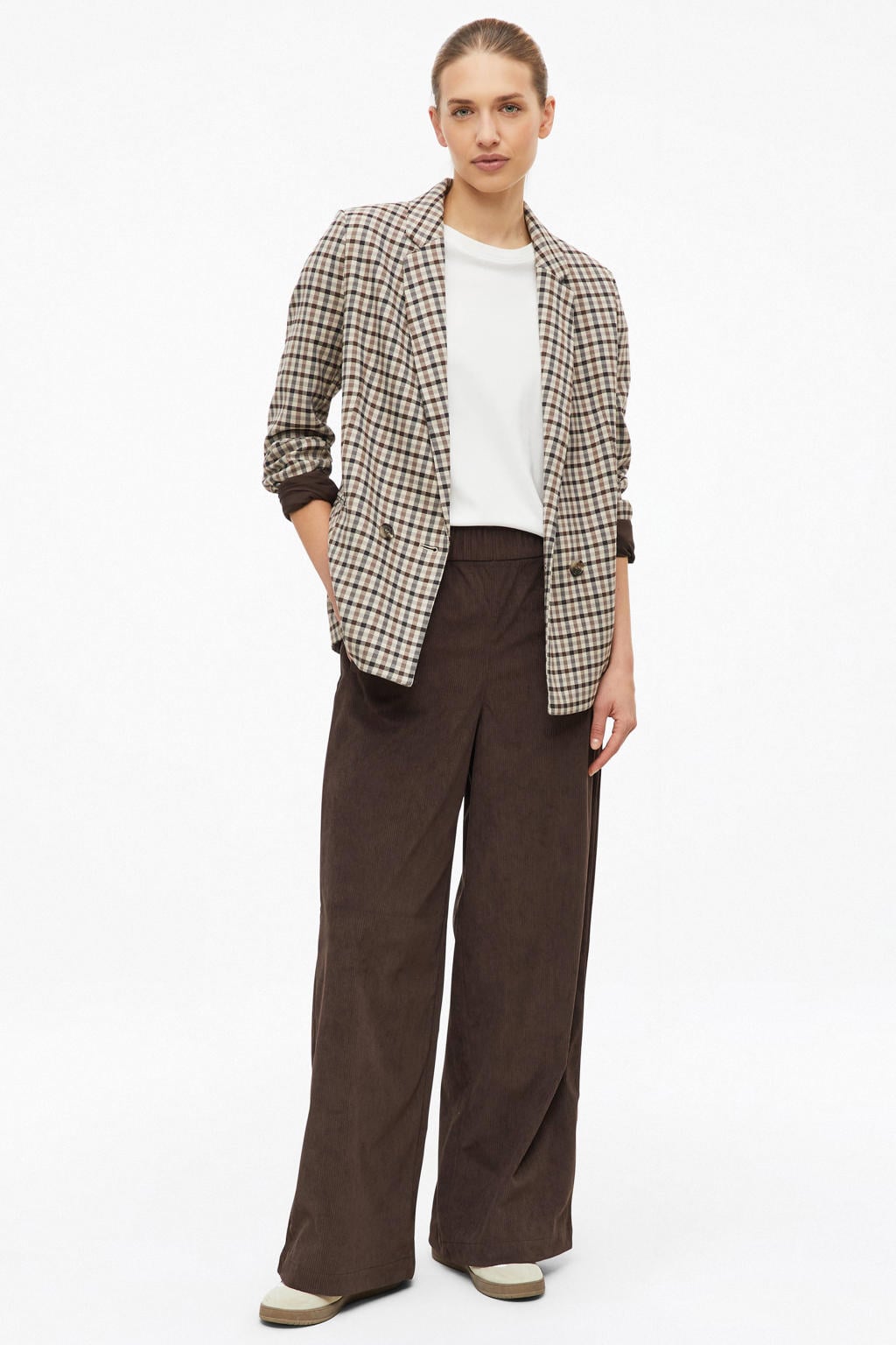 s.Oliver wide leg casual broek - donkerbruin
