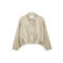 comma suèdelook imitatieleren jas met plooien - beige