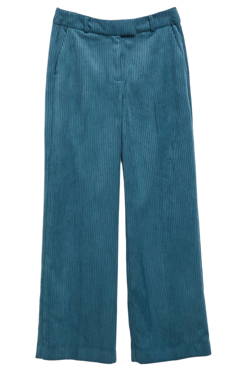 Blauwe dames comma van corduroy met straight fit, regular waist, rits- en haaksluiting en effen