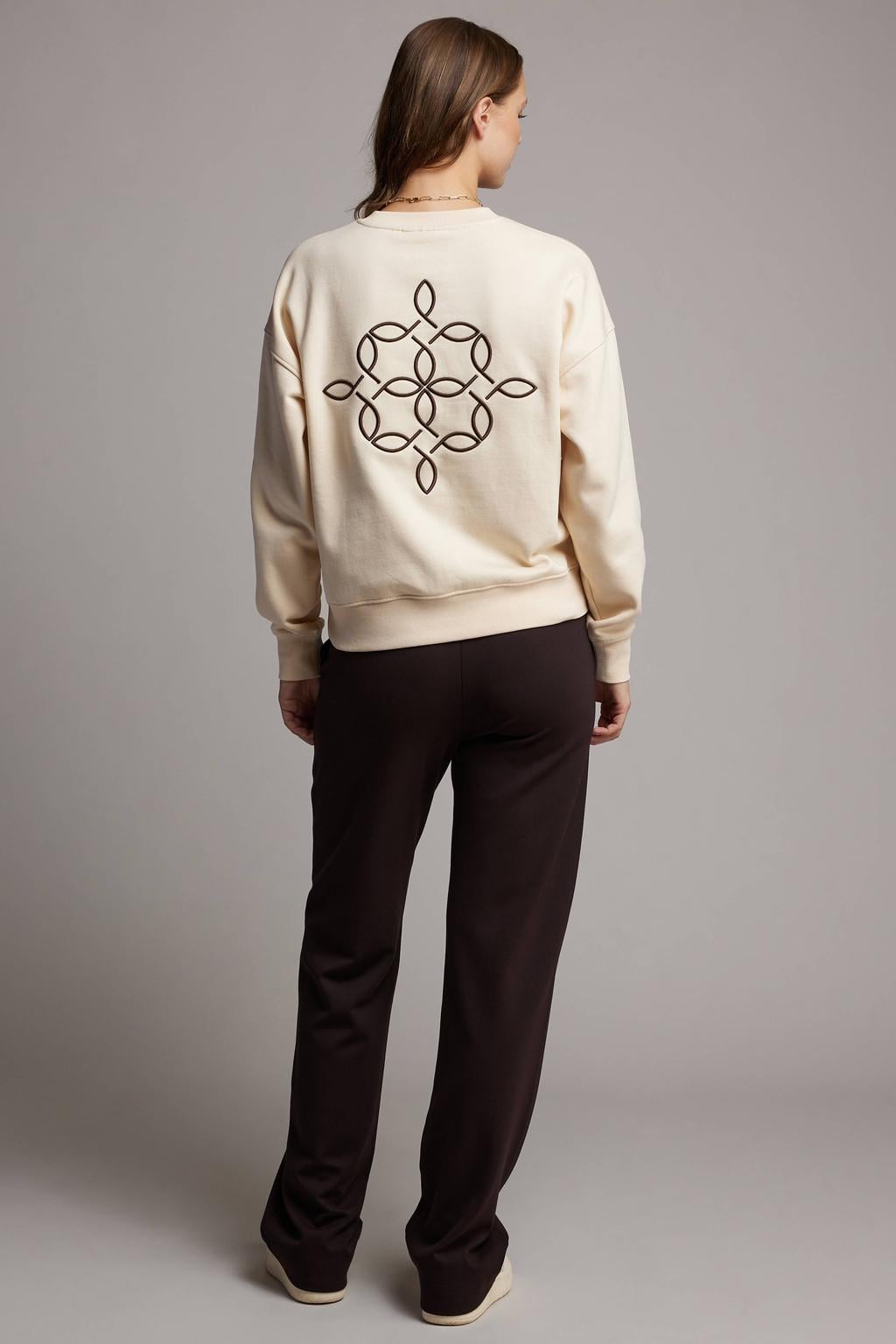 Pink Noir katoenen sweater met backprint - ecru