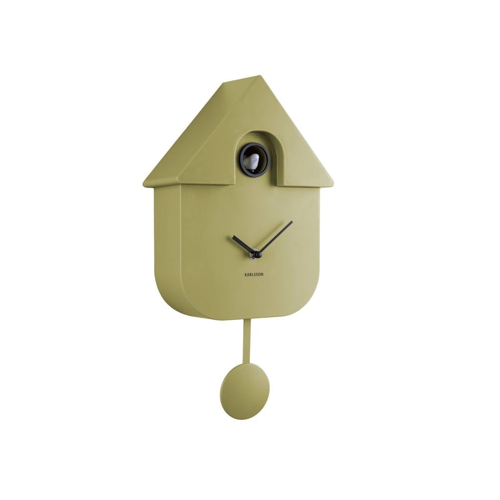 Karlsson wandklok Modern Cuckoo 8,5x21,5x41 cm - olijfgroen