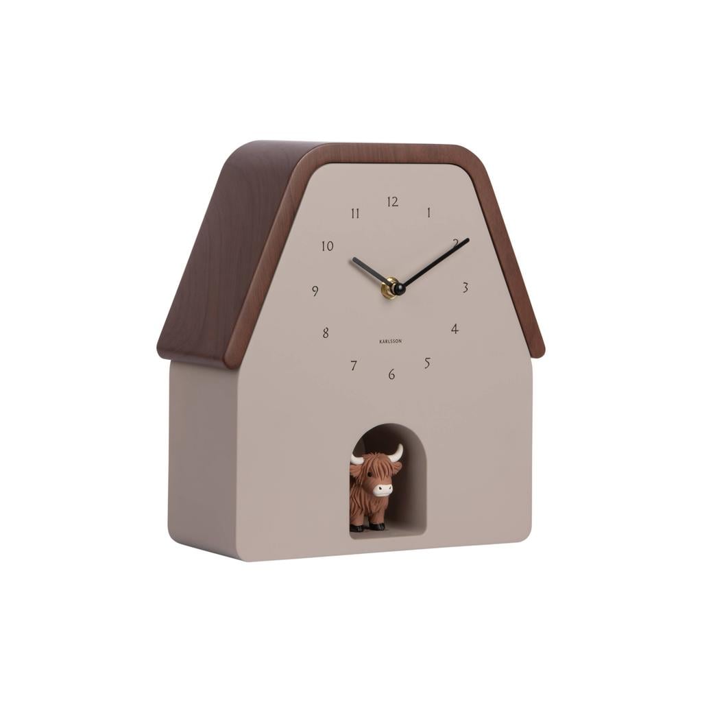 Karlsson wandklok Highland Cow Cuckoo 9,4x22,7x25 cm - warmgrijs