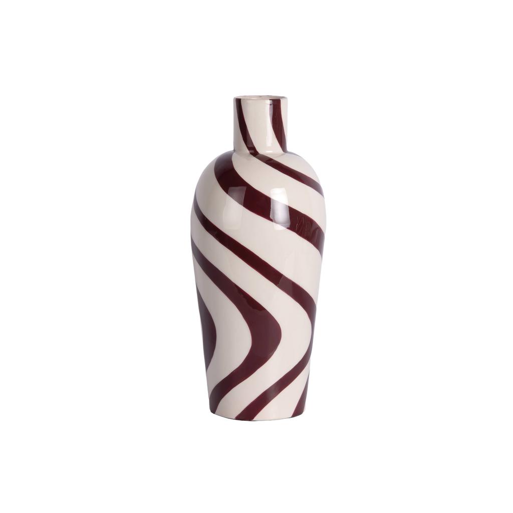 Present Time vaas Dublin Swirl 13x5x30 cm - burgundy rood/wit