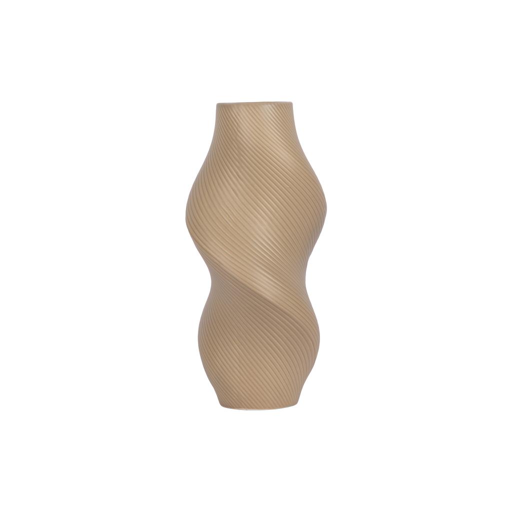 Present Time keramieken vaas Paris Twisted 14x28,5 cm - latte bruin