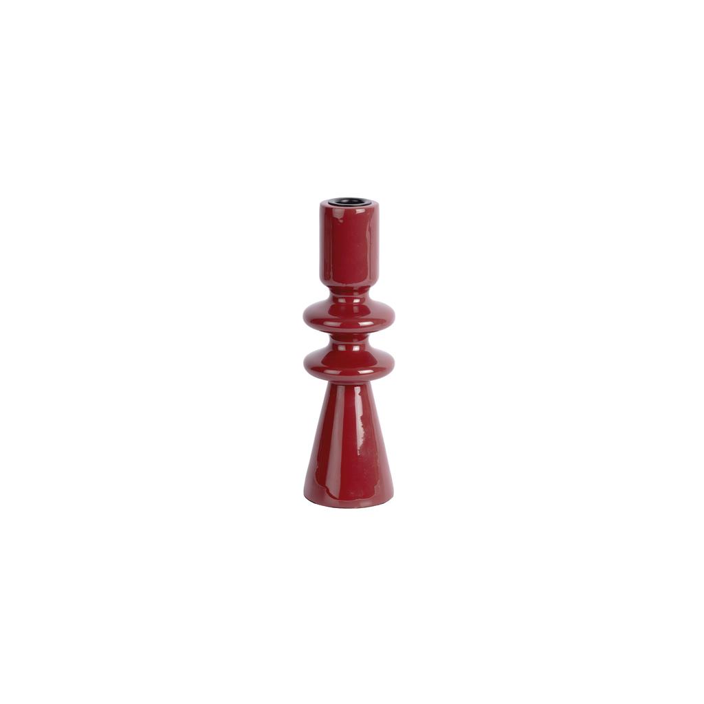 Present Time houten kandelaar Cadiz Double Ring 7x22 cm - bordeauxrood
