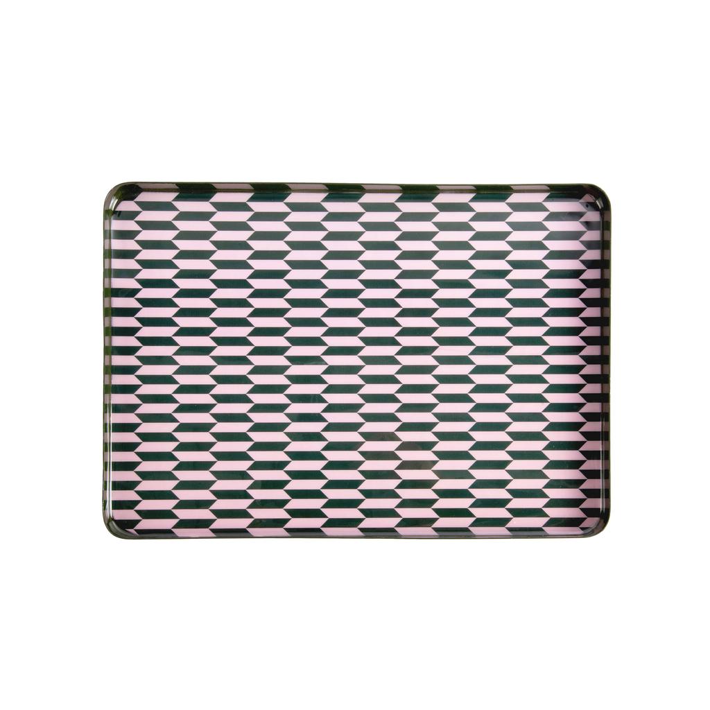 Present Time schaal Salerno 35x25x2 cm - alpinegroen, zachtroze