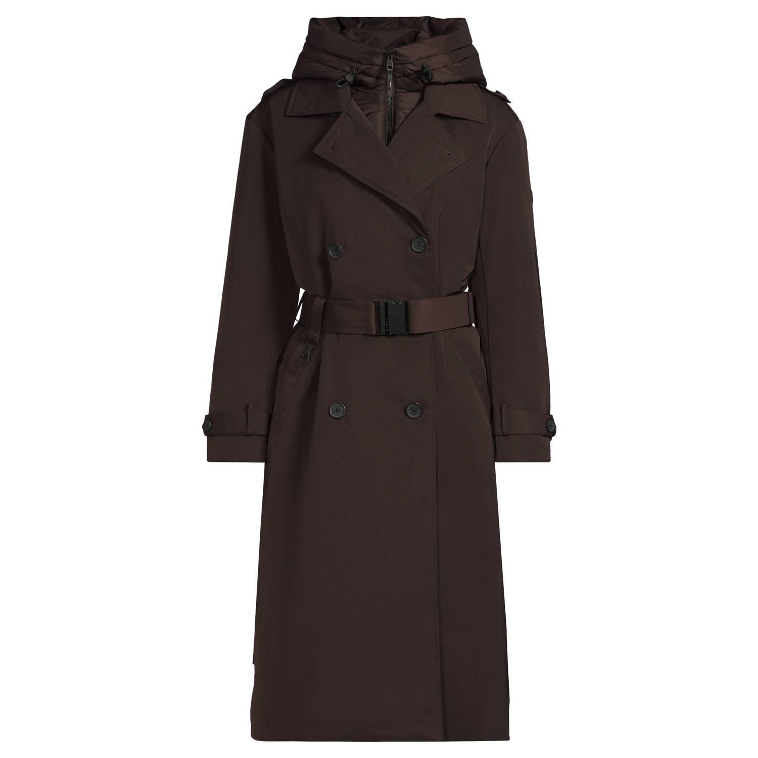 Khujo winterjas met ceintuur bruin