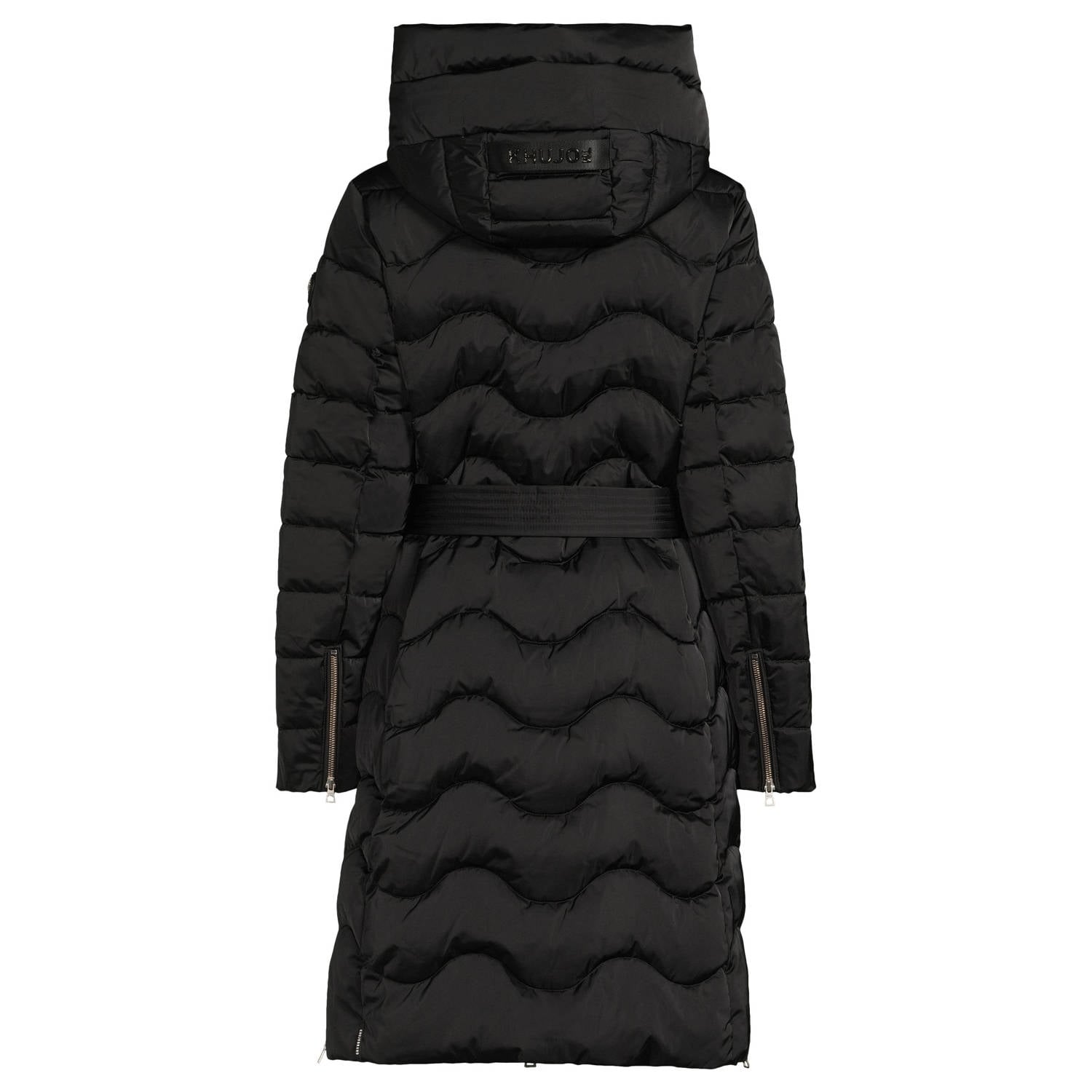 Khujo winterjas met ceintuur zwart